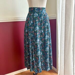 Vintage 1980s Counterparts floral button front pleated midi skirt with pockets